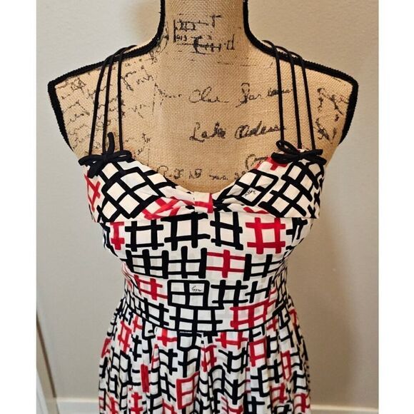 Milly Heidi Silk Red/Black Sundress Size 4 - Picture 3 of 10